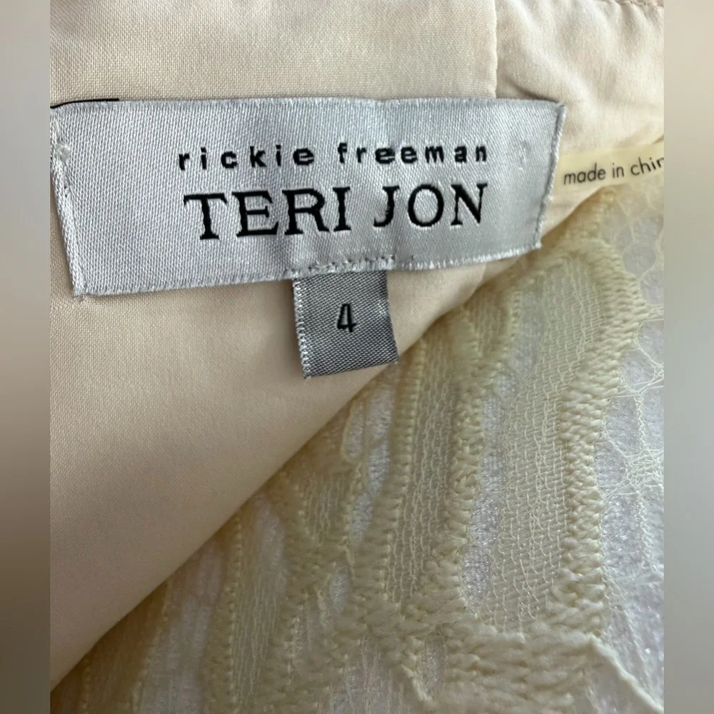 Rickie Freeman Teri Jon Peplum Gold Metallic Textured Jacquard Asymmetric Dress - Picture 5 of 11